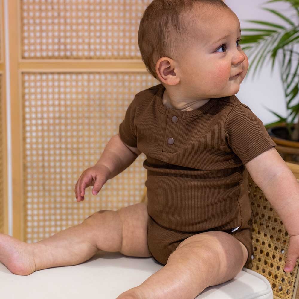 Chocolate Short Sleeve Organic Bodysuit