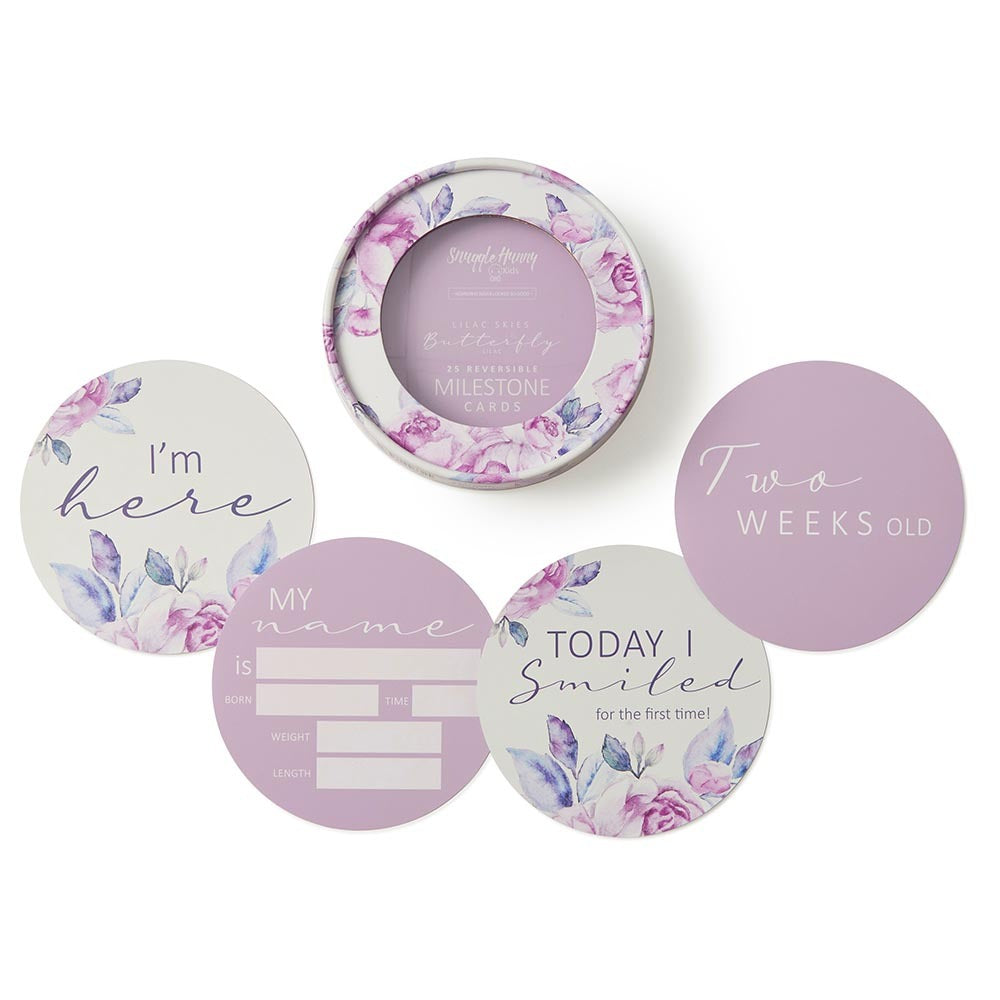 Lilac Skies &amp; Butterfly Reversible Milestone Cards