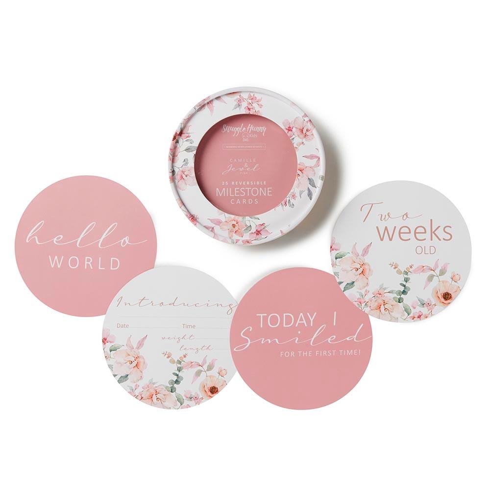 Camille &amp; Jewel Pink Reversible Milestone Cards