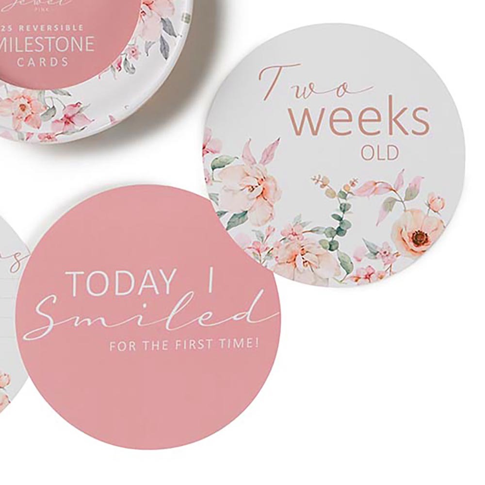 Camille &amp; Jewel Pink Reversible Milestone Cards