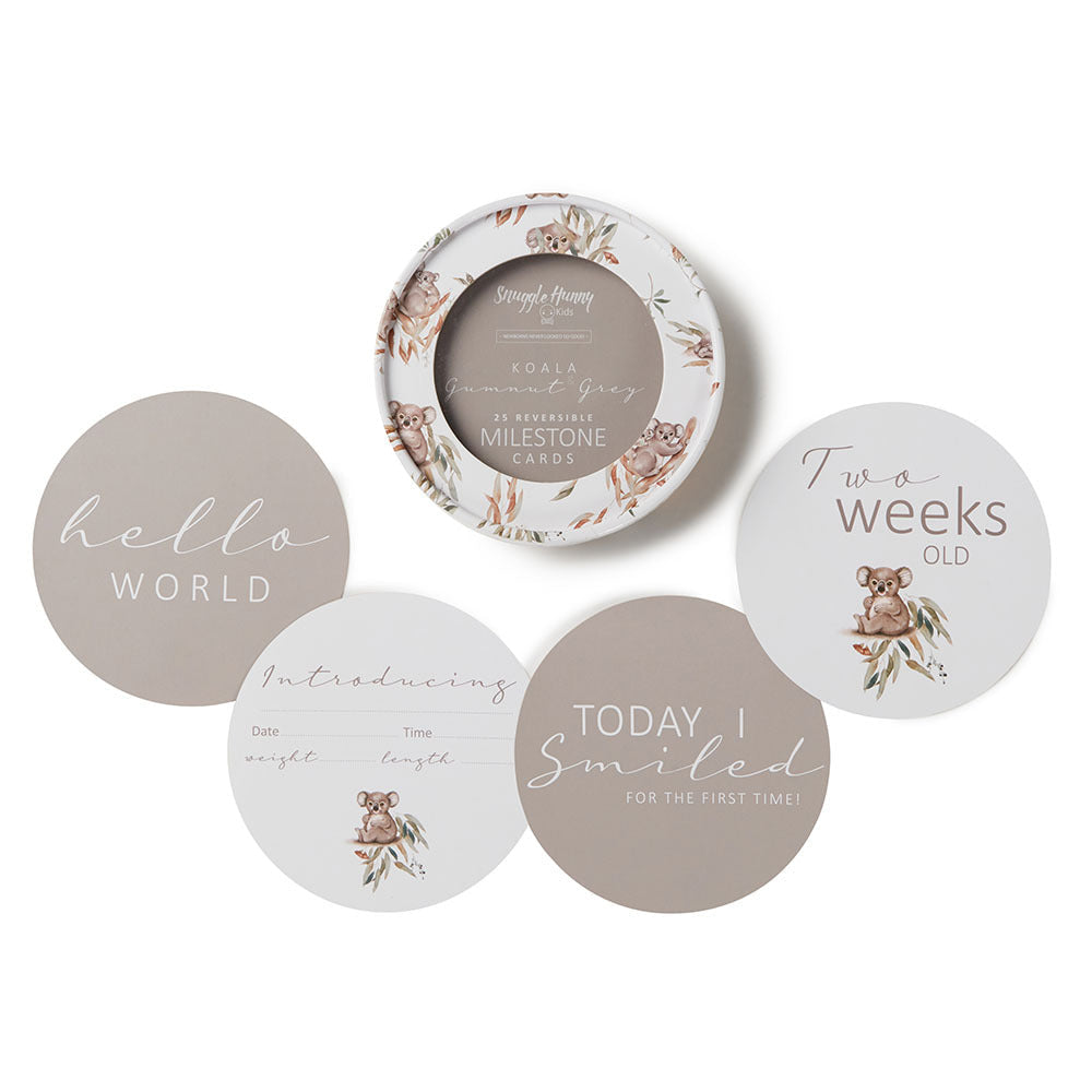 Koala &amp; Gumnut Grey Reversible Milestone Cards