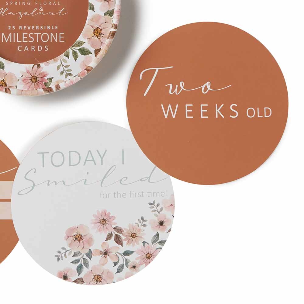 Spring Floral &amp; Hazelnut Reversible Milestone Cards