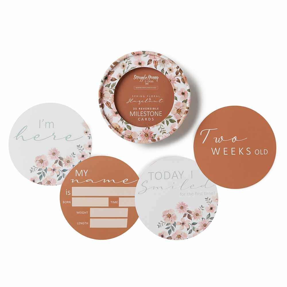 Spring Floral &amp; Hazelnut Reversible Milestone Cards