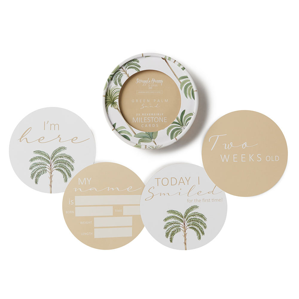 Green Palm &amp; Sand Reversible Milestone Cards