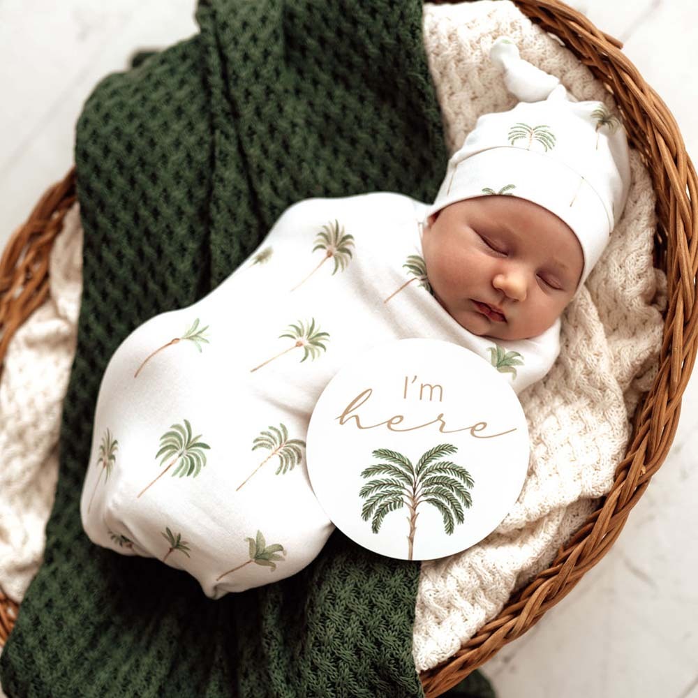 Green Palm &amp; Sand Reversible Milestone Cards