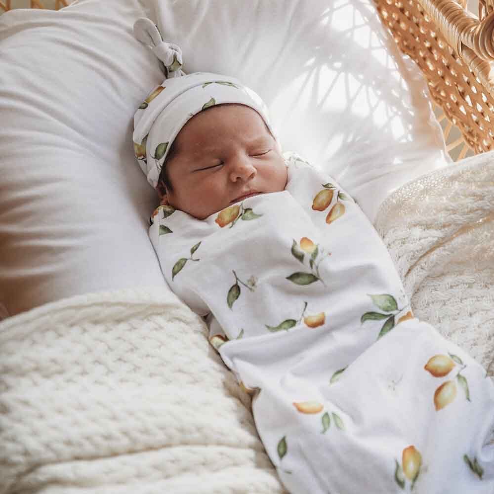 Lemon Snuggle Swaddle &amp; Beanie Set