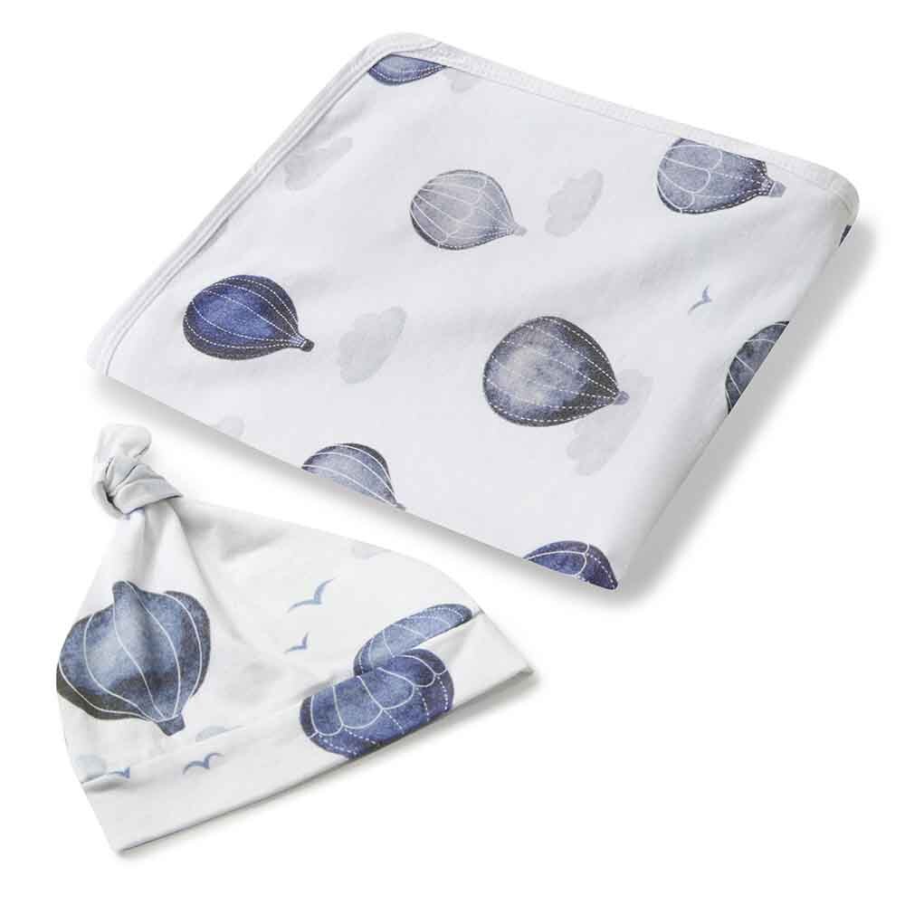 Cloud Chaser Baby Jersey Wrap &amp; Beanie Set