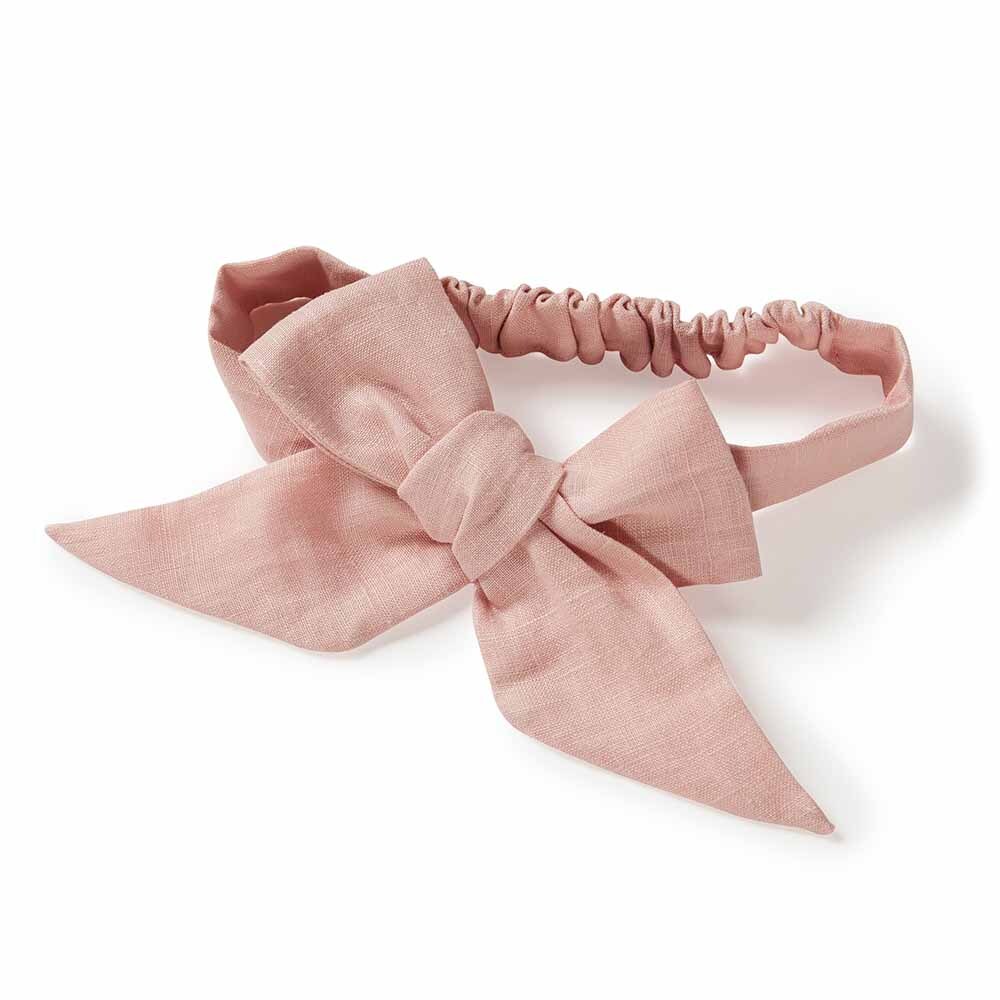 Dusty Pink Pre-Tied Linen Bow - Baby &amp; Toddler