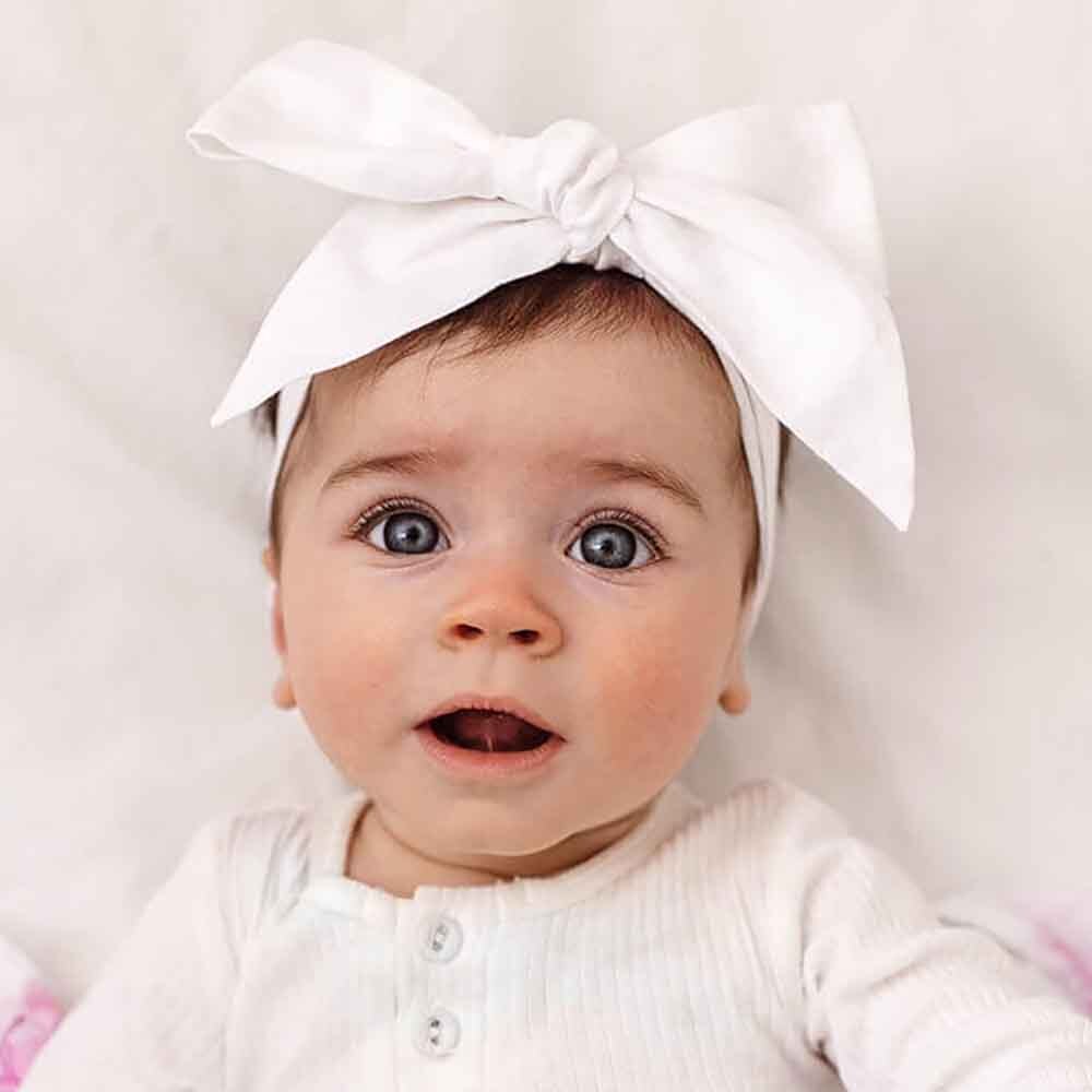 White Pre-Tied Linen Bow - Baby &amp; Toddler