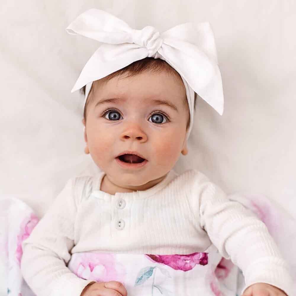 White Pre-Tied Linen Bow - Baby &amp; Toddler