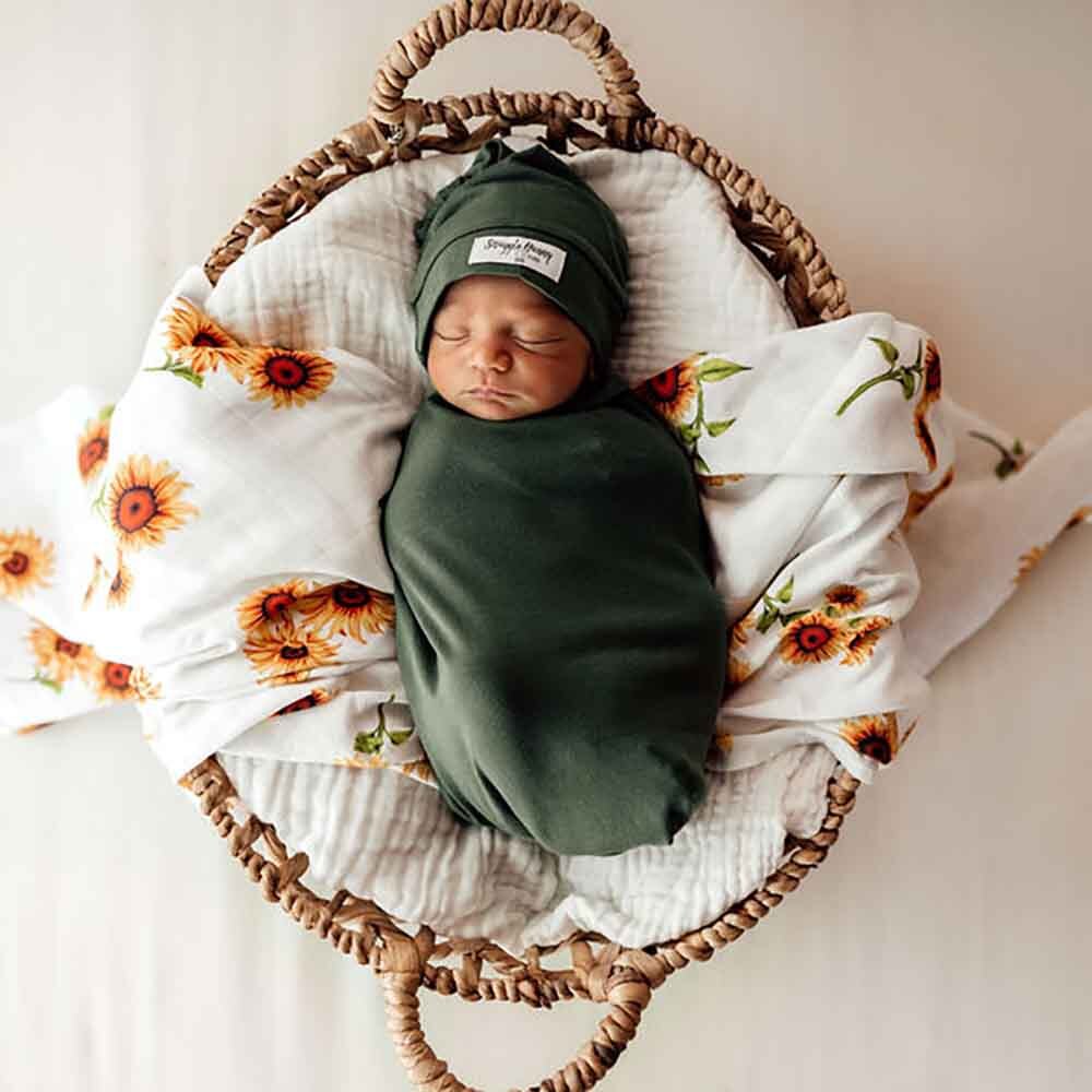 Olive Snuggle Swaddle &amp; Beanie Set