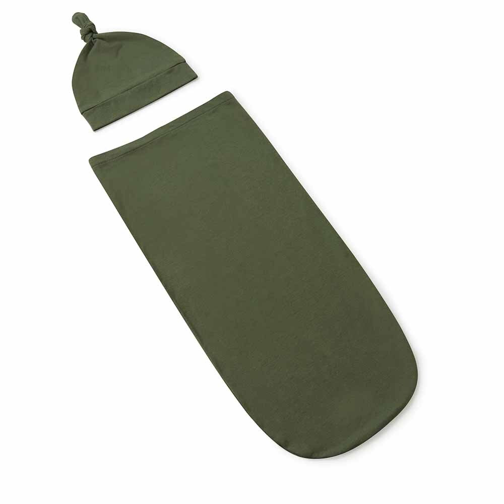 Olive Snuggle Swaddle &amp; Beanie Set