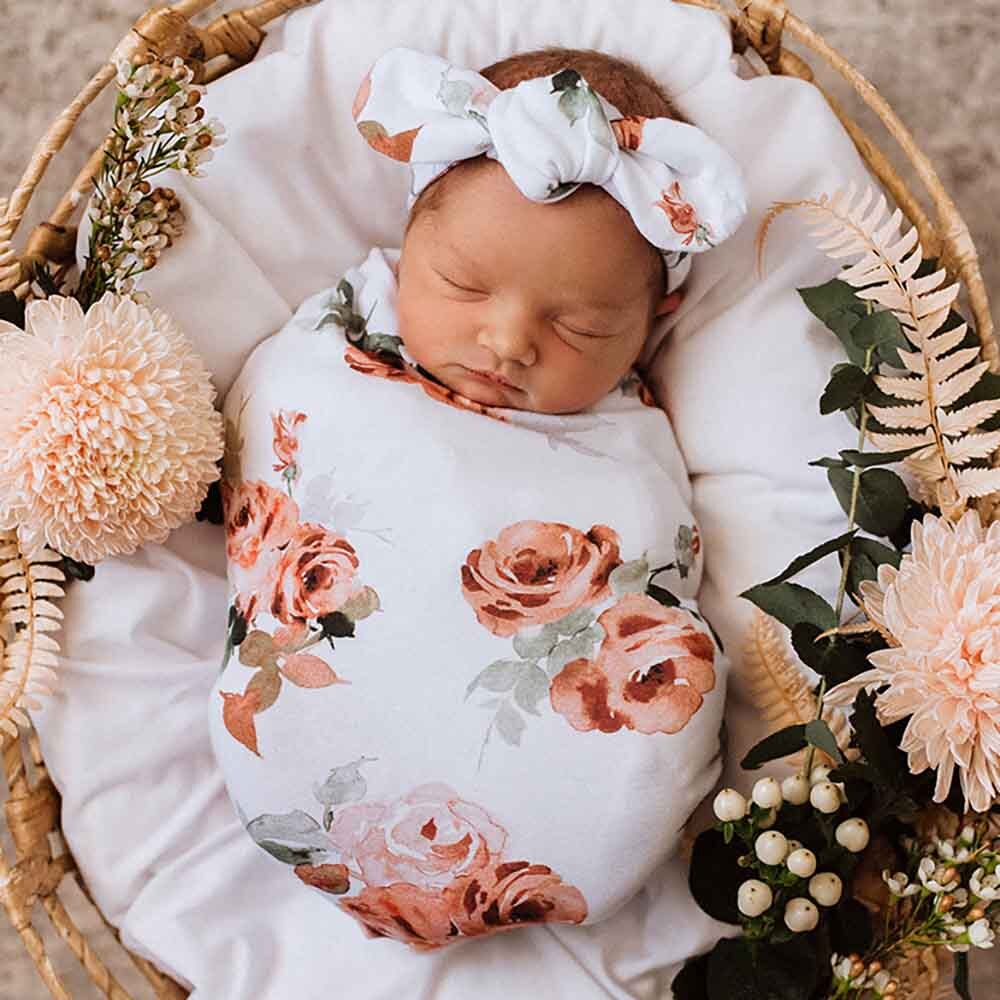 Rosebud Snuggle Swaddle &amp; Topknot Set