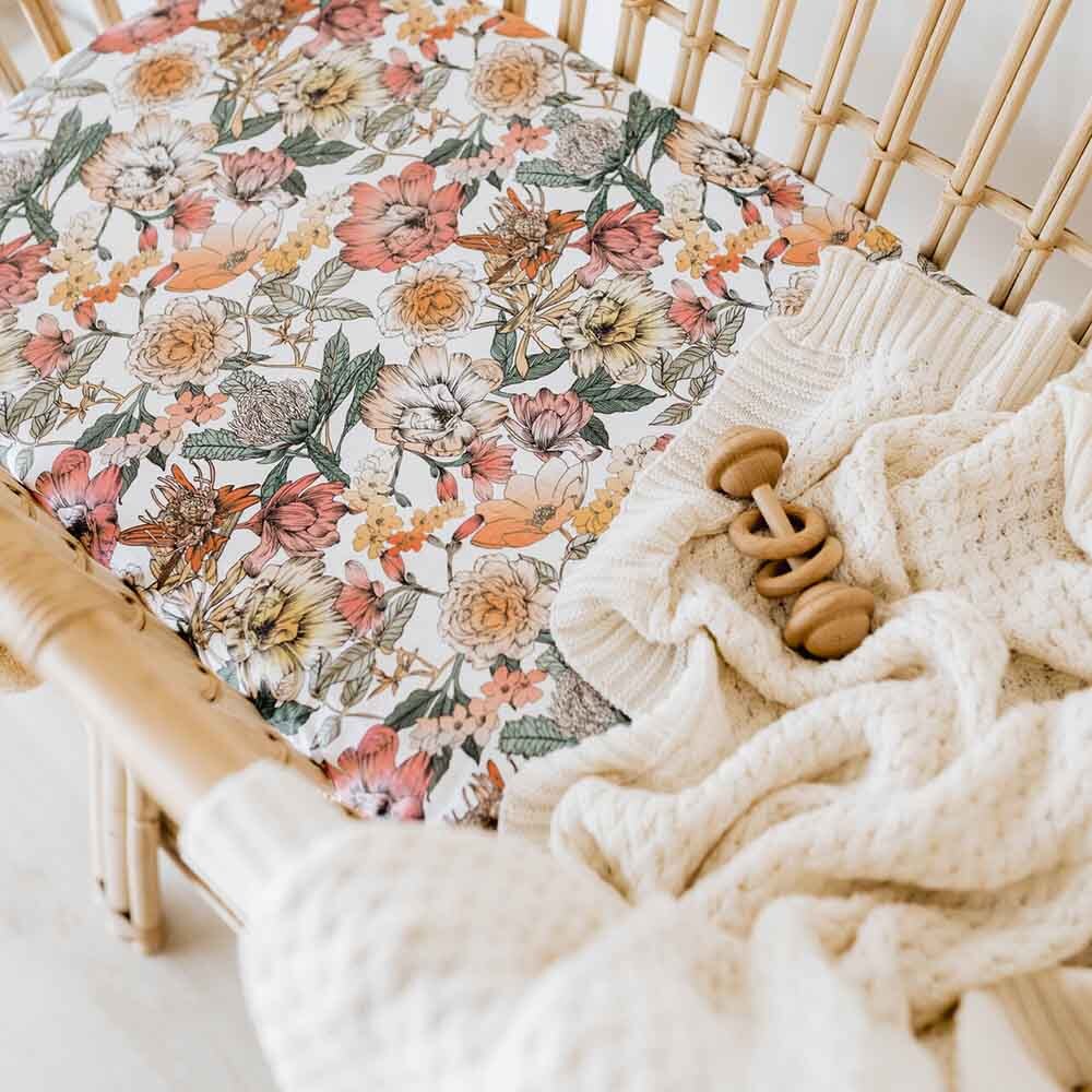 Cream Diamond Knit Organic Baby Blanket