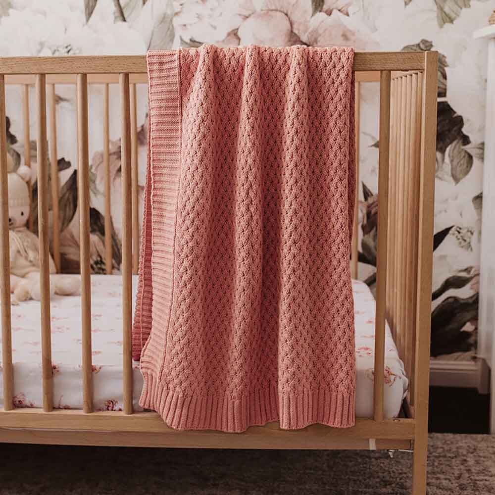Rosa Diamond Knit Organic Baby Blanket