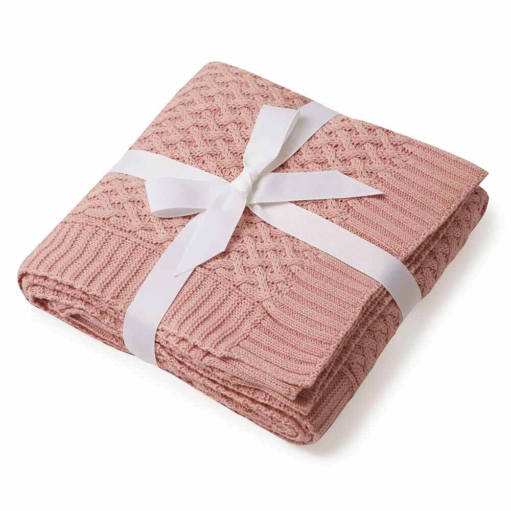 Rosa Diamond Knit Organic Baby Blanket