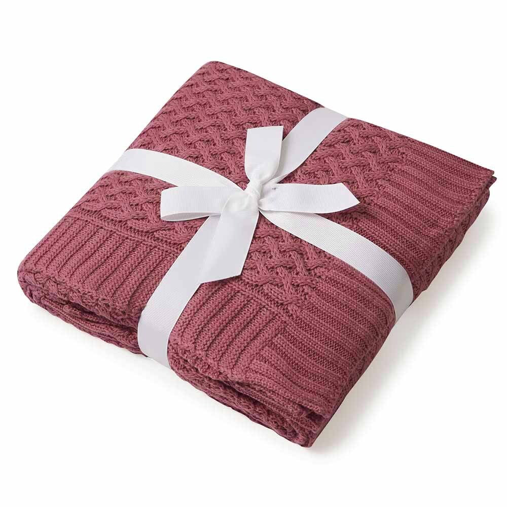 Mauve Diamond Knit Organic Baby Blanket