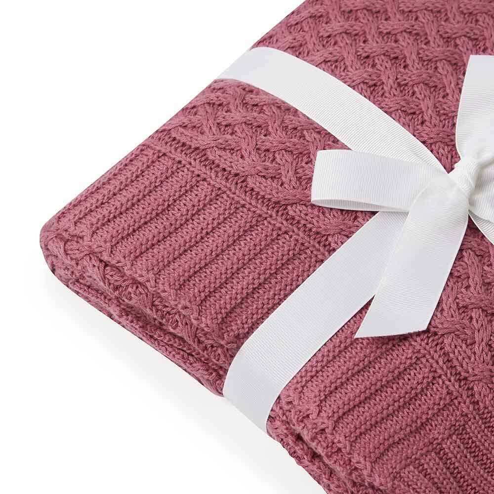 Mauve Diamond Knit Organic Baby Blanket