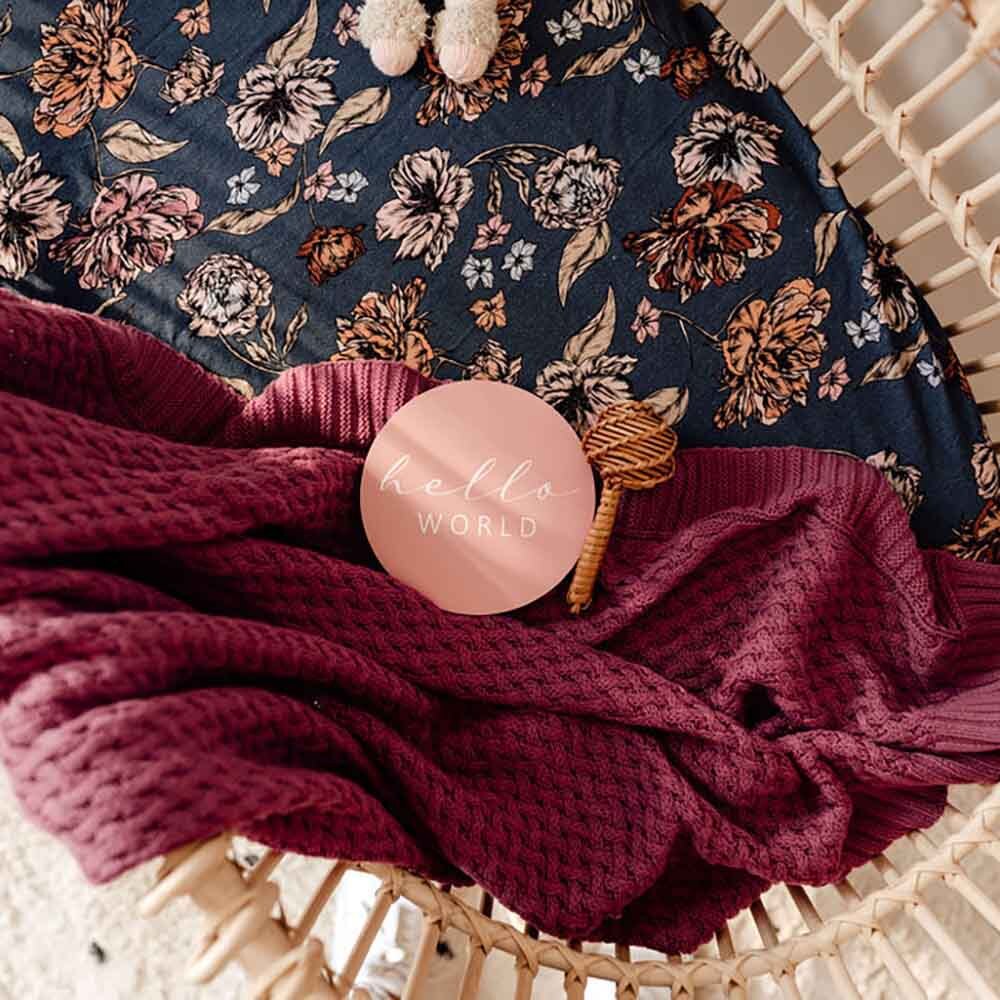 Mauve Diamond Knit Organic Baby Blanket