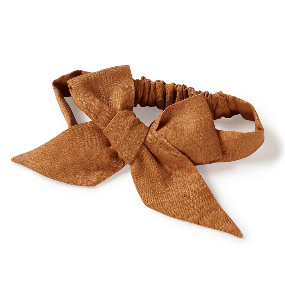 Mustard Pre-Tied Linen Bow - Baby &amp; Toddler