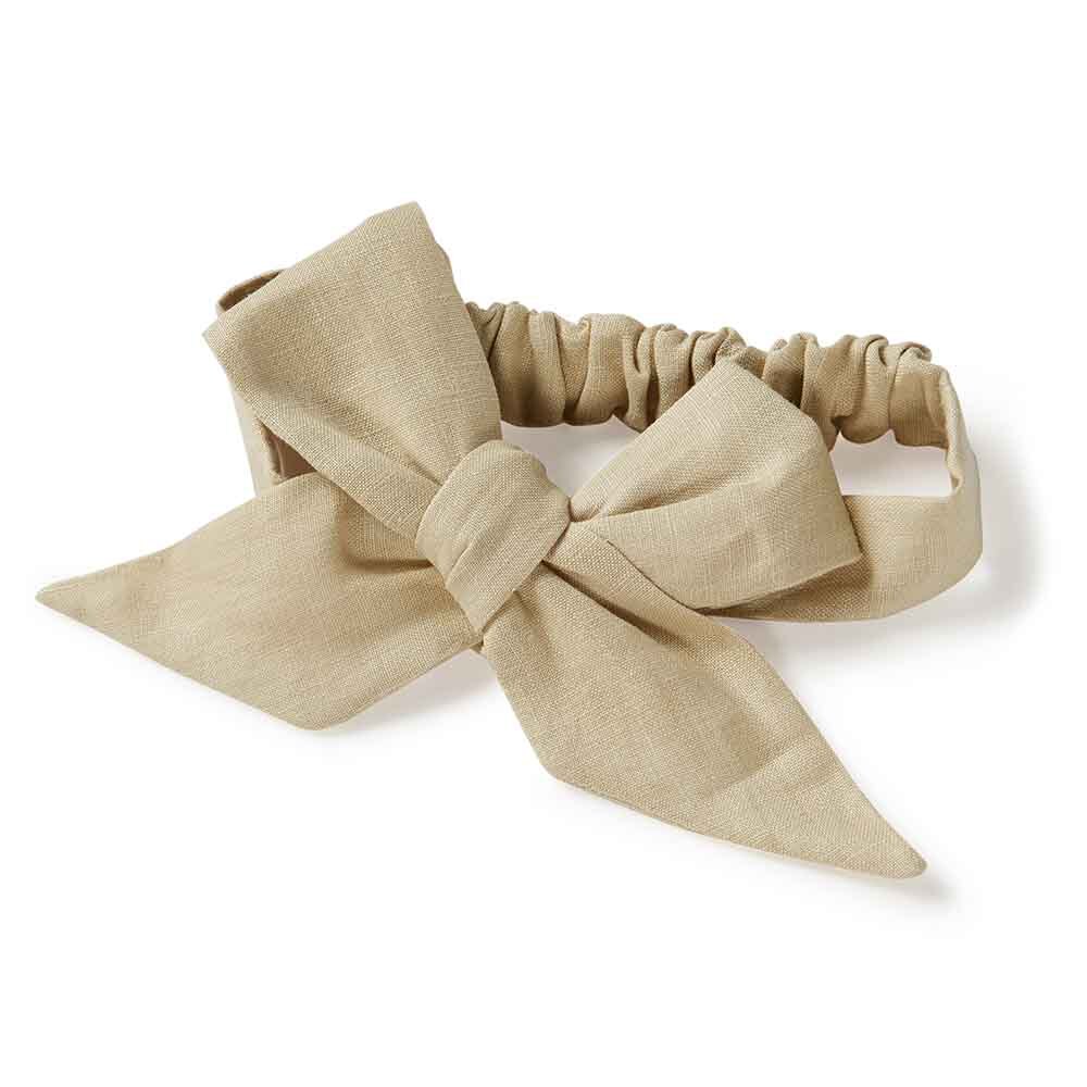 Natural Pre-Tied Linen Bow - Baby &amp; Toddler