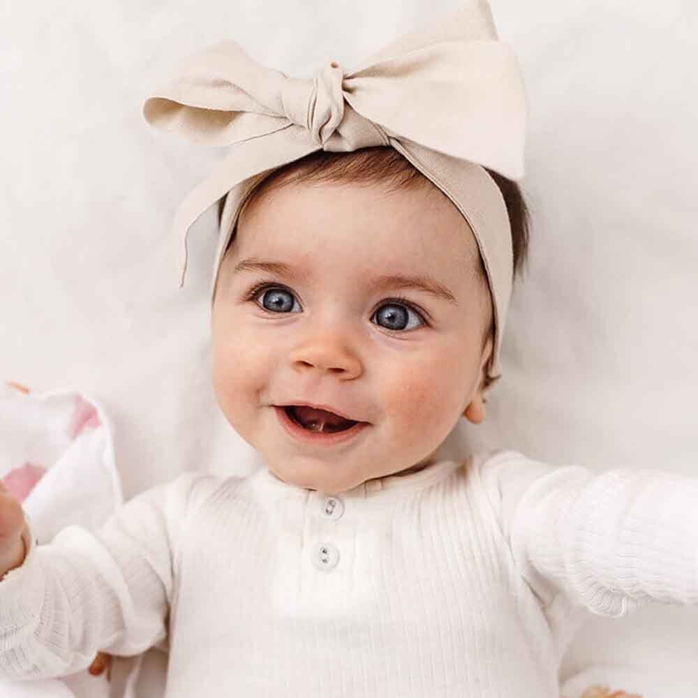 Natural Pre-Tied Linen Bow - Baby &amp; Toddler
