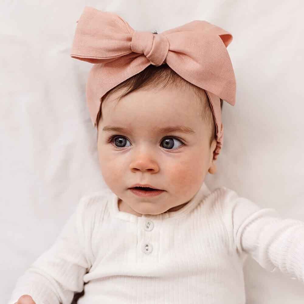 Rust Pre-Tied Linen Bow - Baby &amp; Toddler