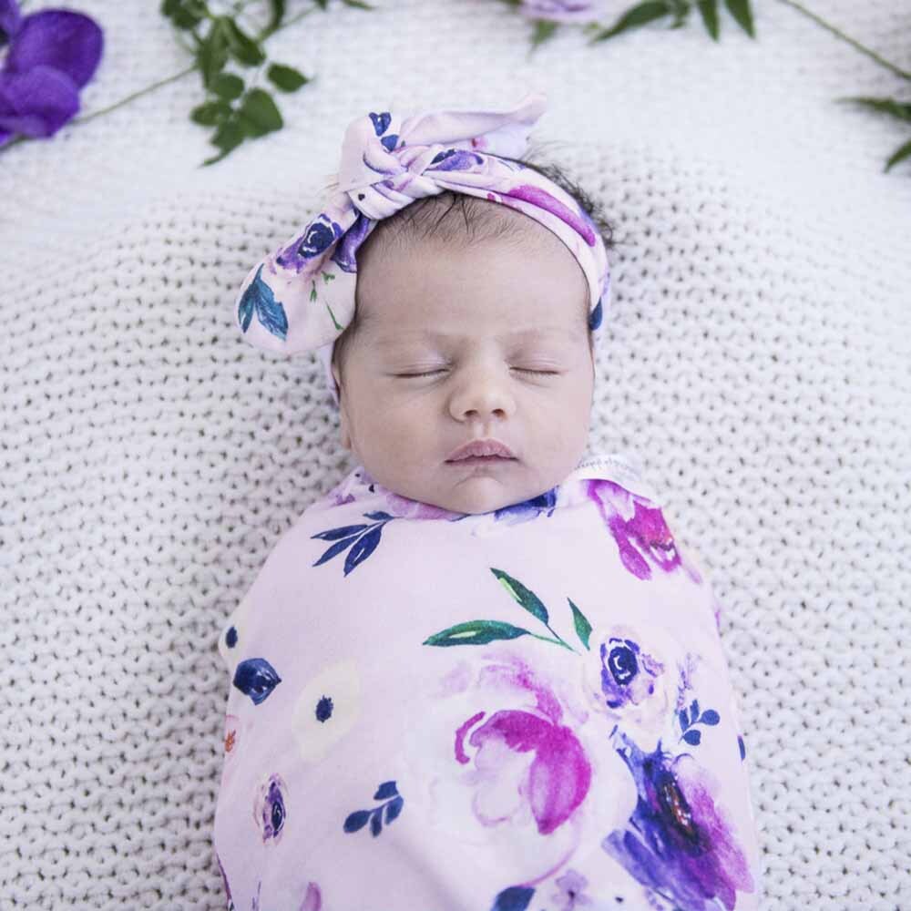 Floral Kiss Snuggle Swaddle &amp; Topknot Set