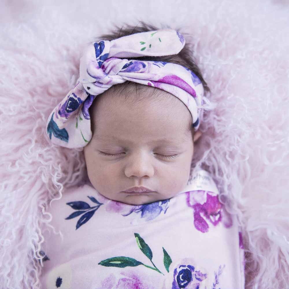 Floral Kiss Snuggle Swaddle &amp; Topknot Set