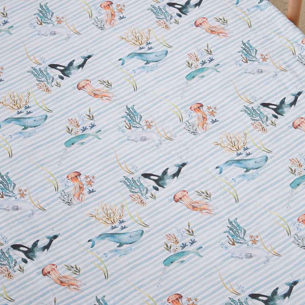 Whale Fitted Cot Sheet