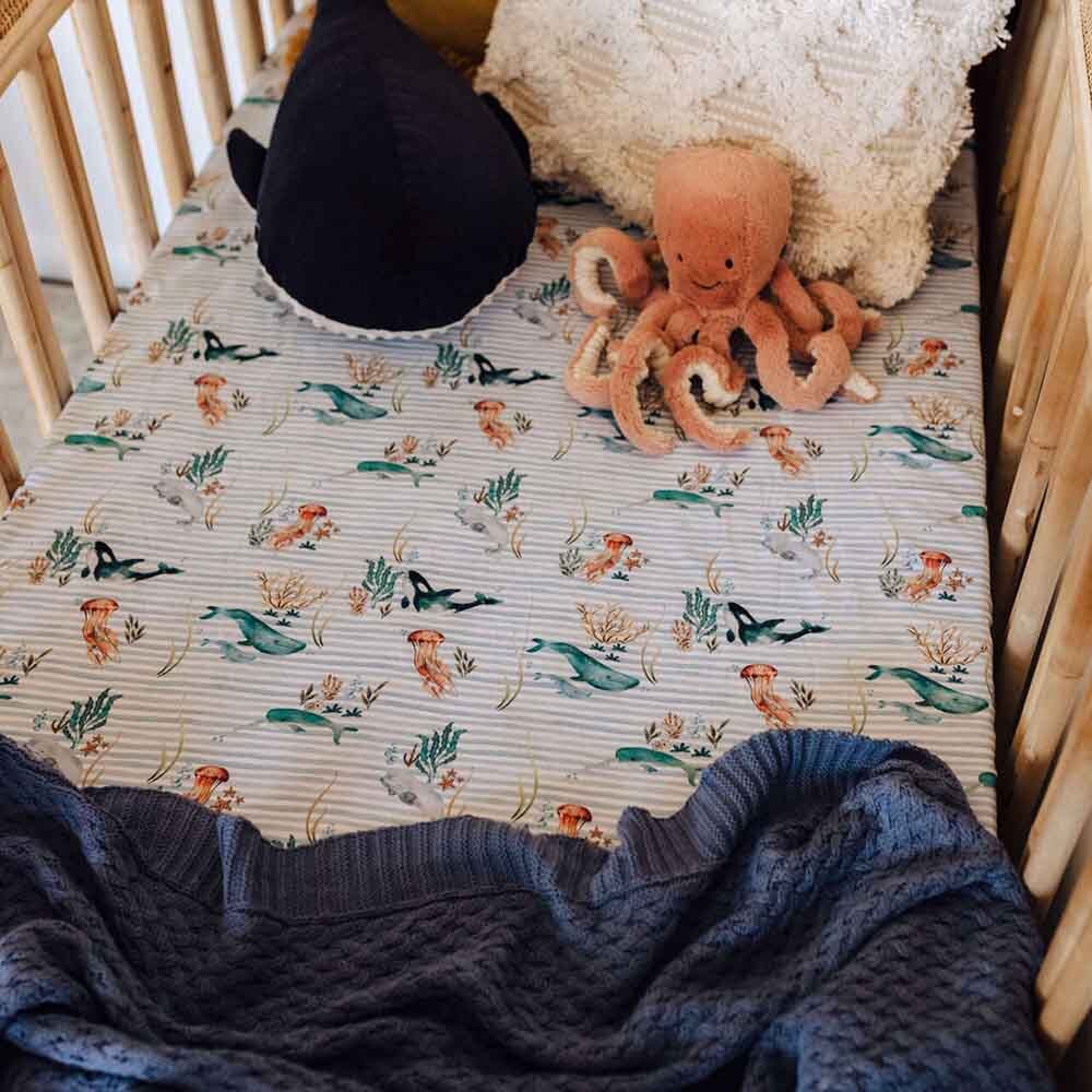 Whale Fitted Cot Sheet