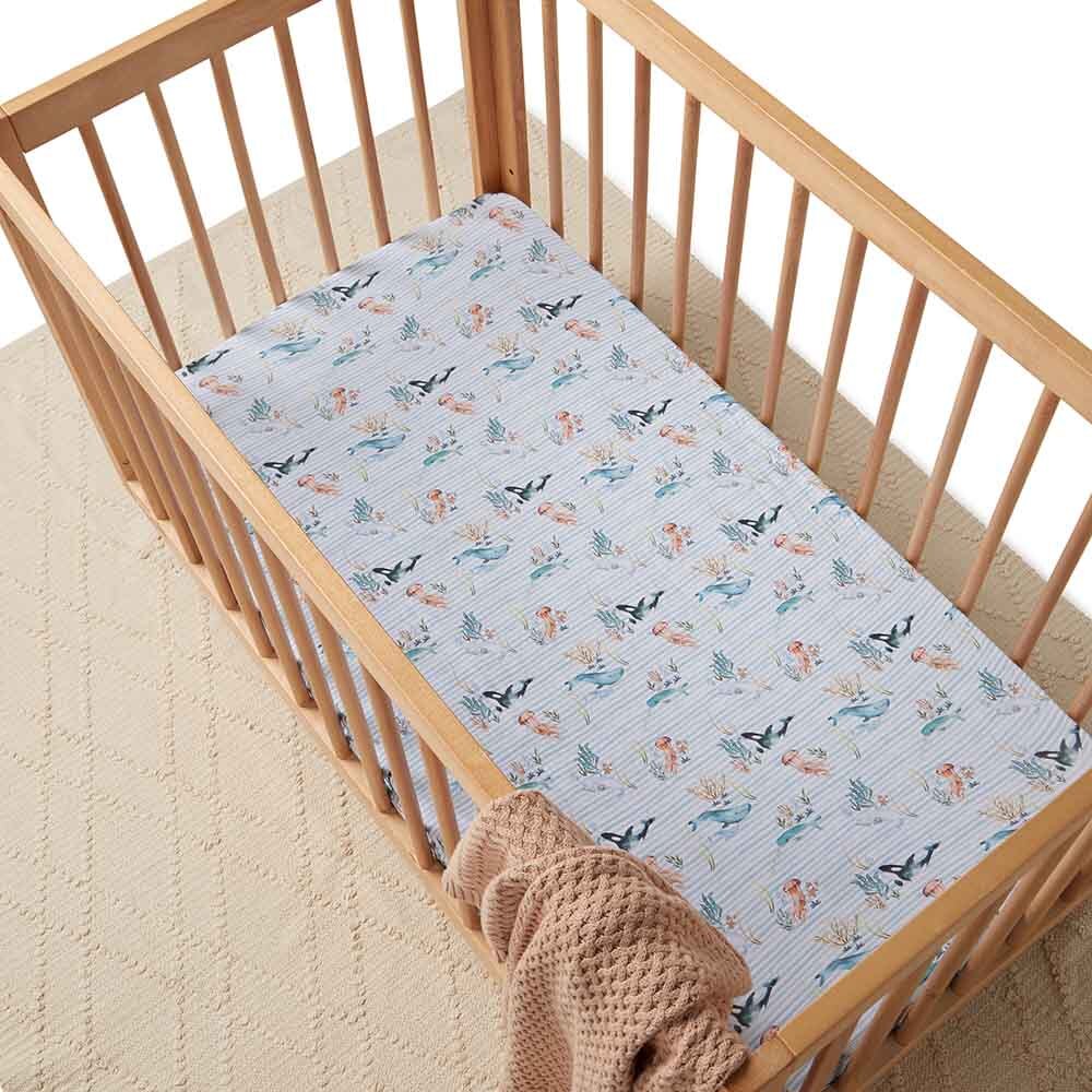 Whale Fitted Cot Sheet