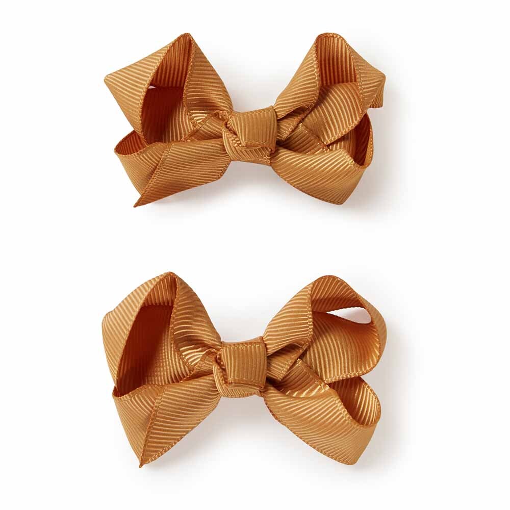 Mustard Piggy Tail Hair Clips - Pair