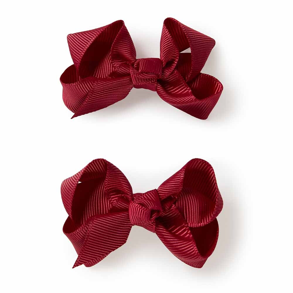 Burgundy Piggy Tail Hair Clips - Pair