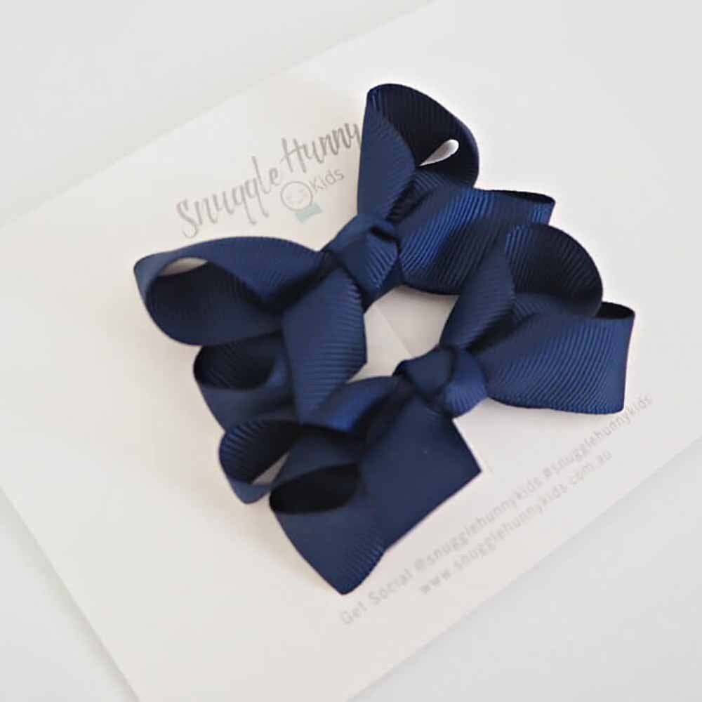 Navy Blue Piggy Tail Hair Clips - Pair