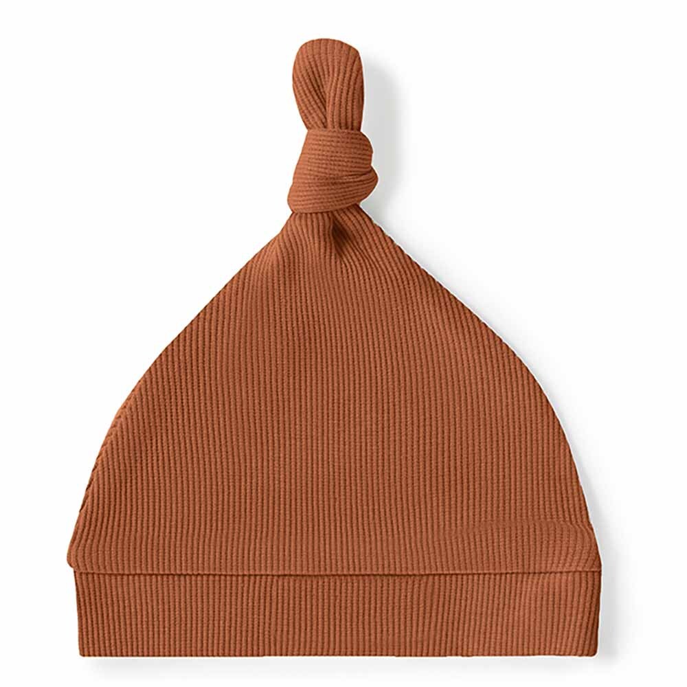 Biscuit Ribbed Organic Knotted Beanie