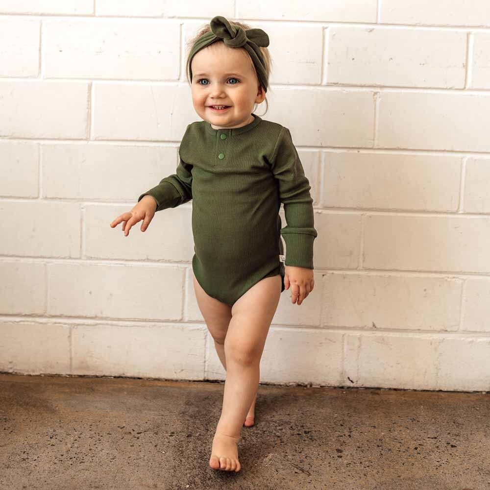 Olive Long Sleeve Organic Bodysuit