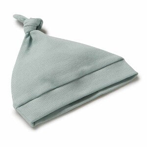 Sage Ribbed Organic Knotted Beanie