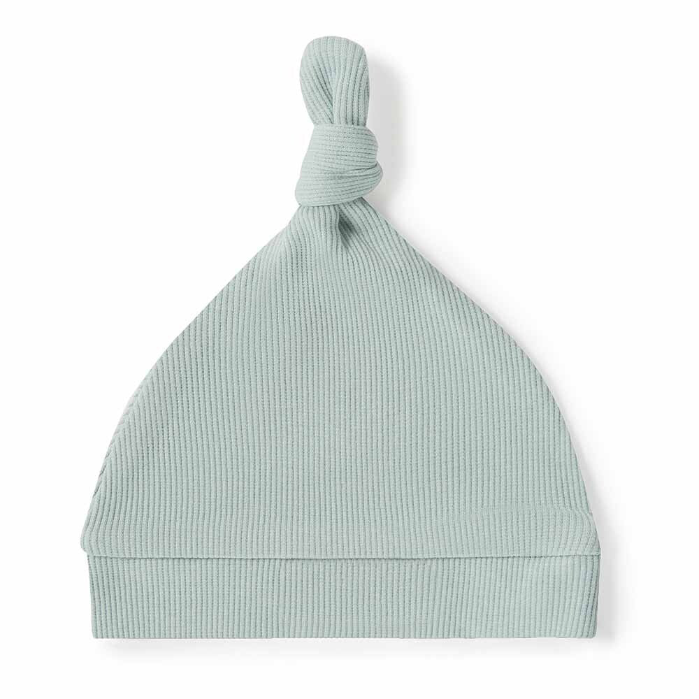 Sage Ribbed Organic Knotted Beanie