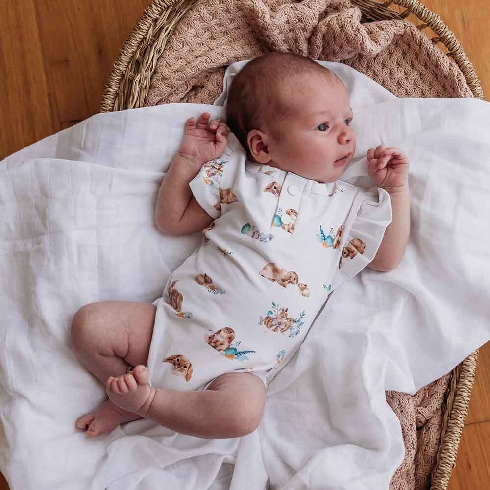 Easter Short Sleeve Organic Bodysuit with Frill