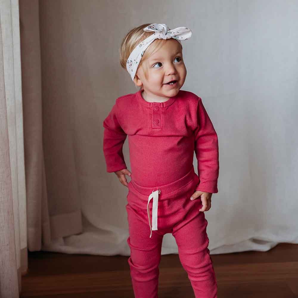 Hibiscus Long Sleeve Organic Bodysuit