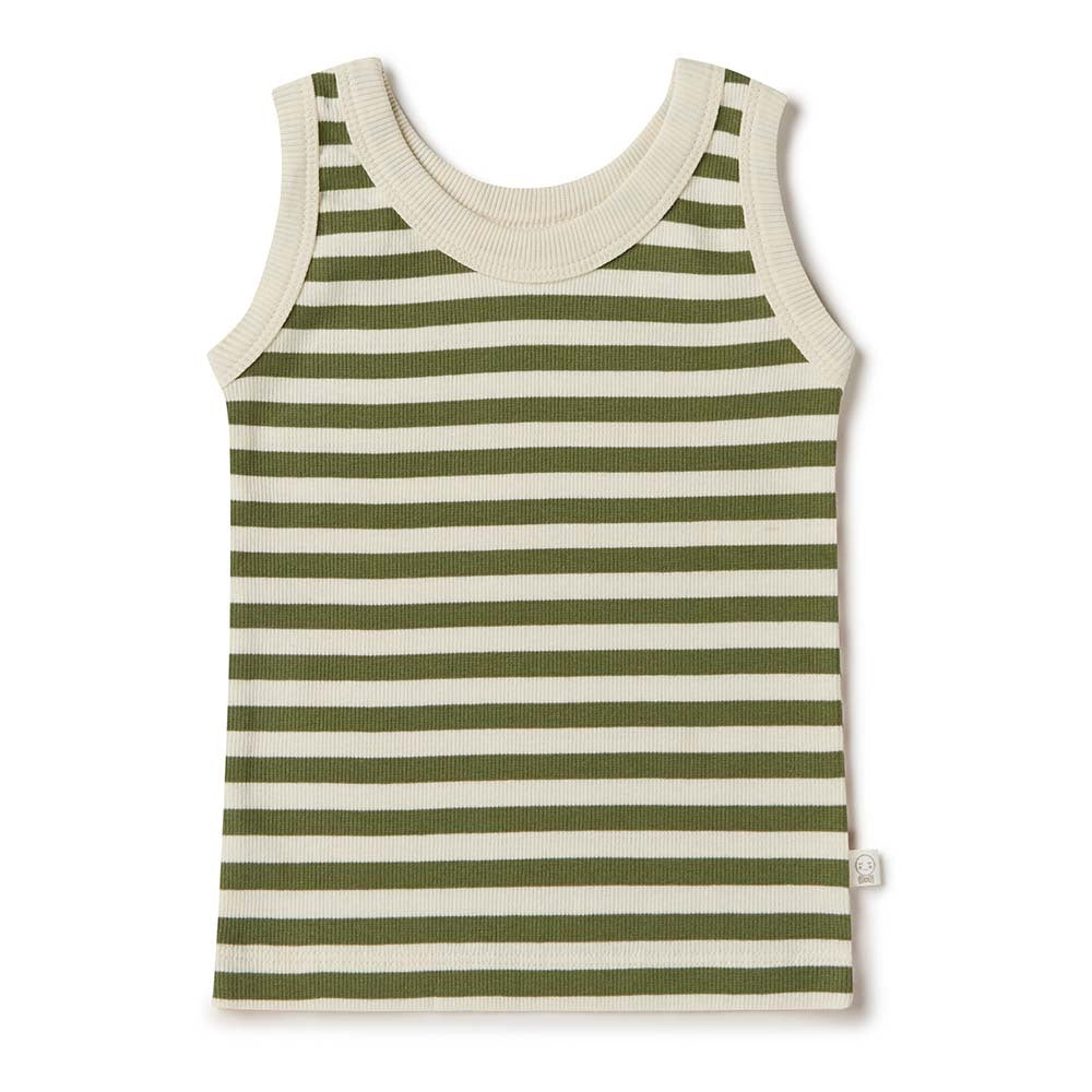 Olive Stripe Organic Singlet