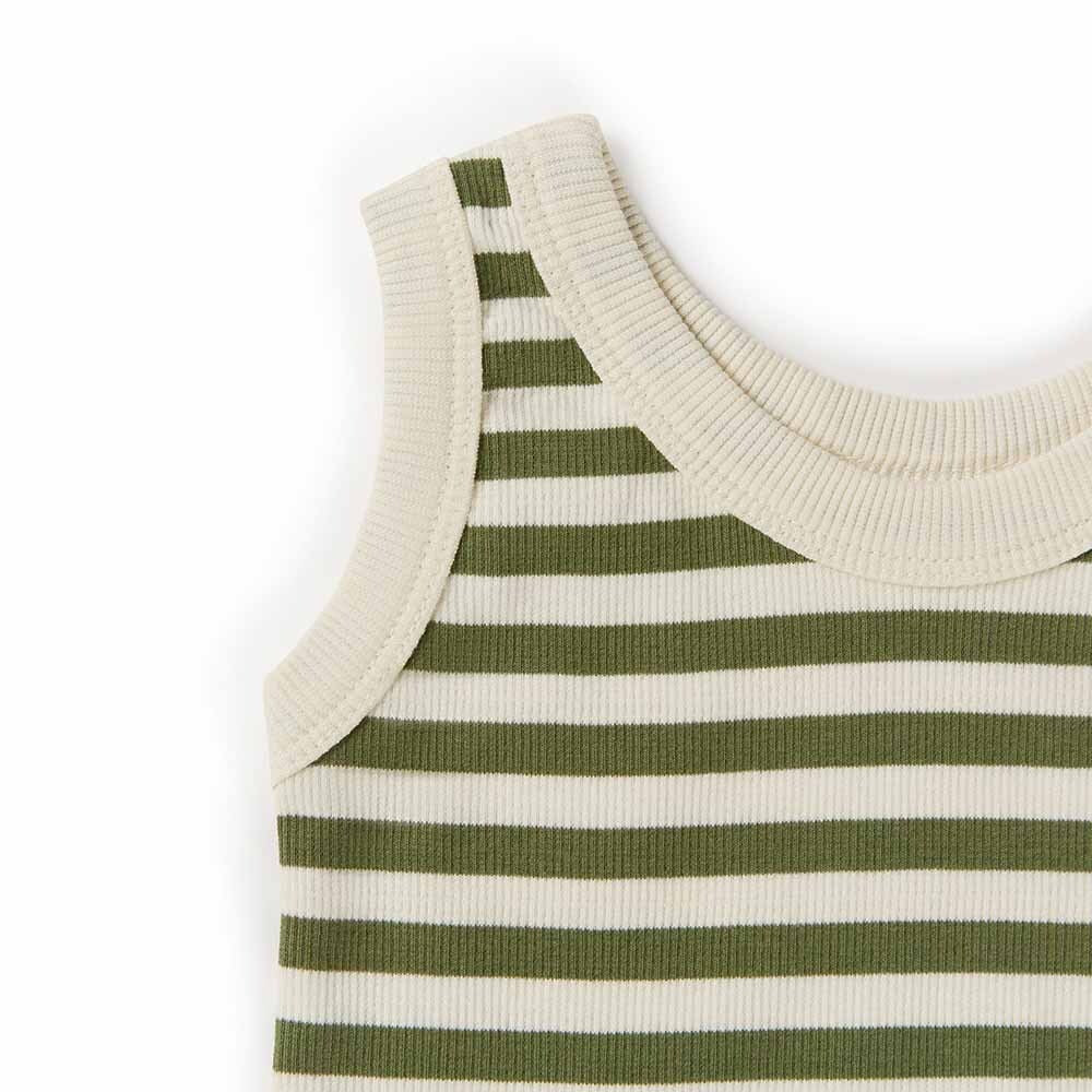 Olive Stripe Organic Singlet