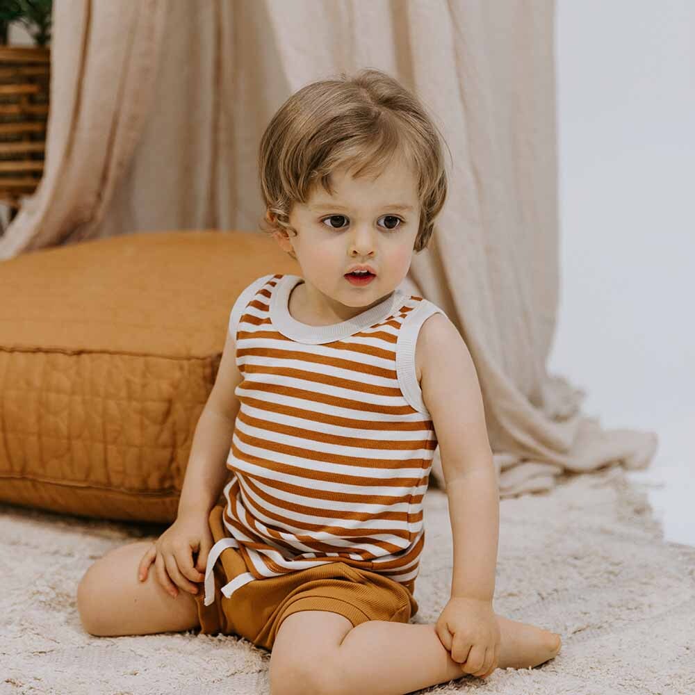 Biscuit Stripe Organic Singlet