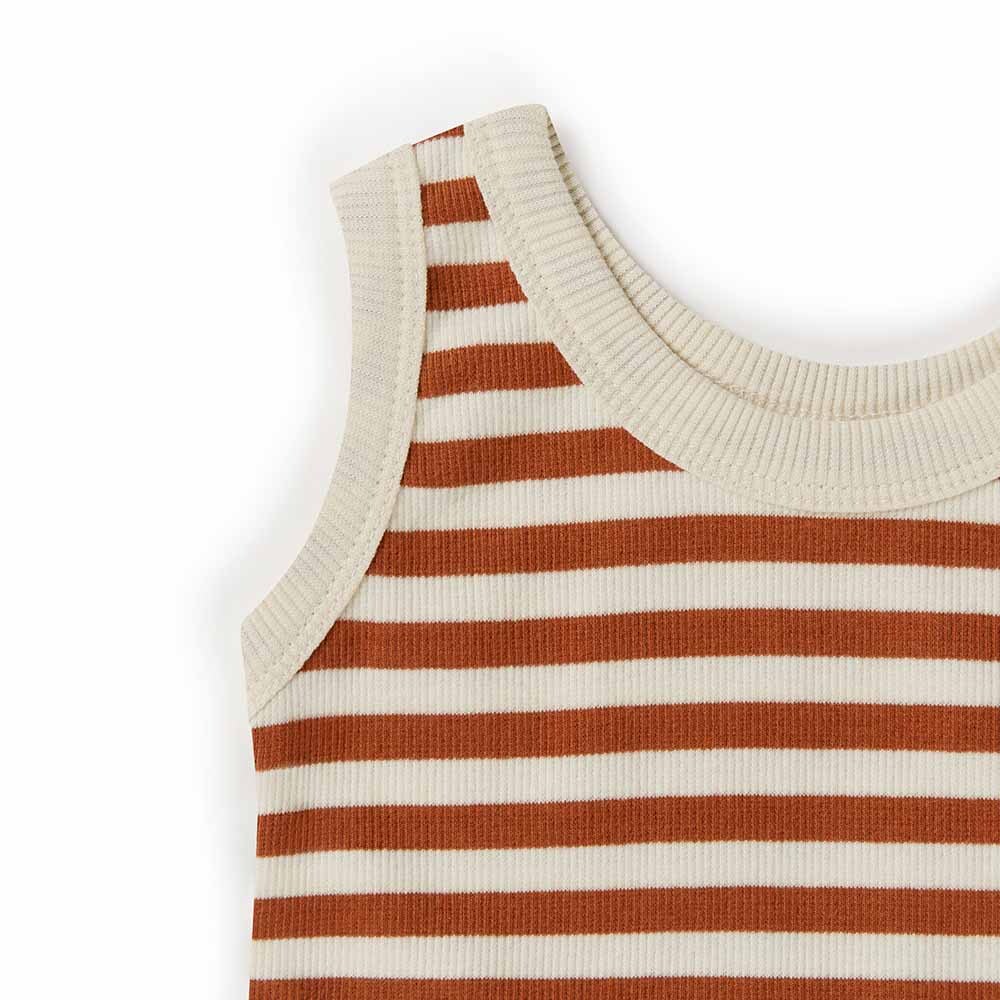 Biscuit Stripe Organic Singlet