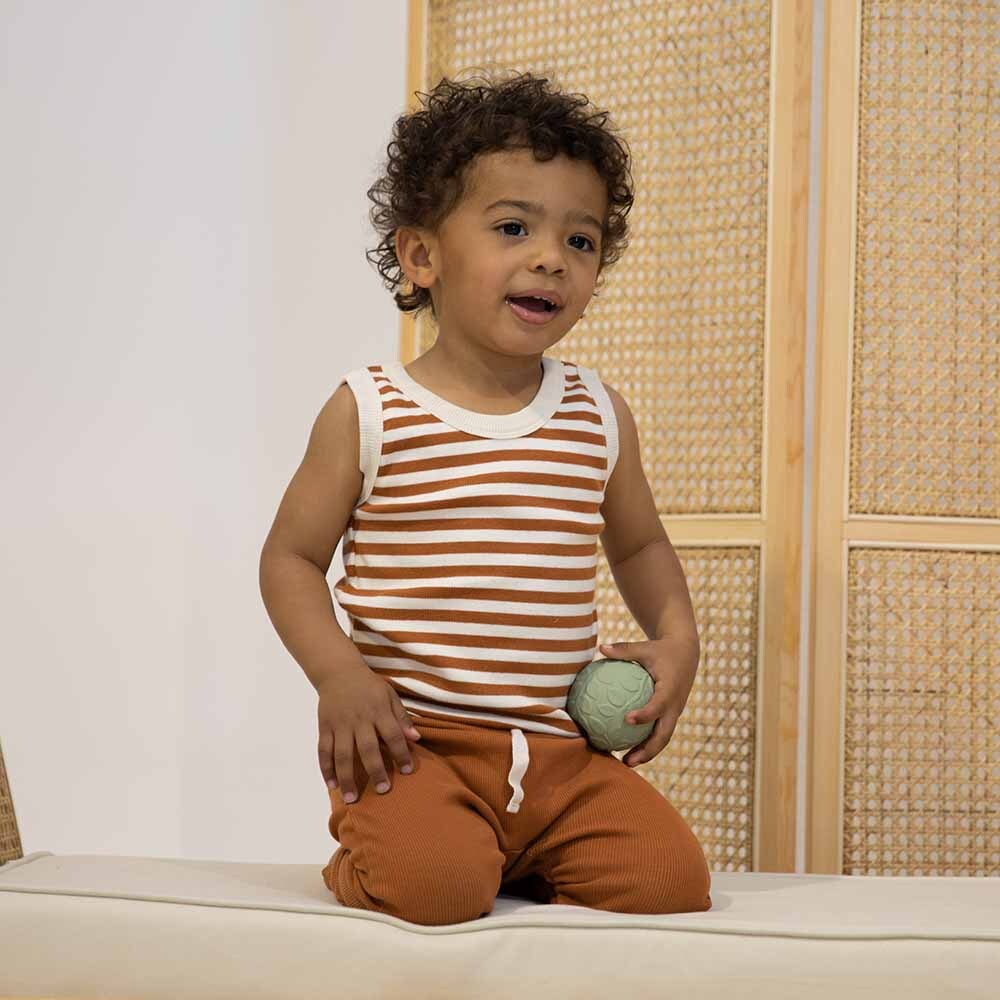 Biscuit Stripe Organic Singlet