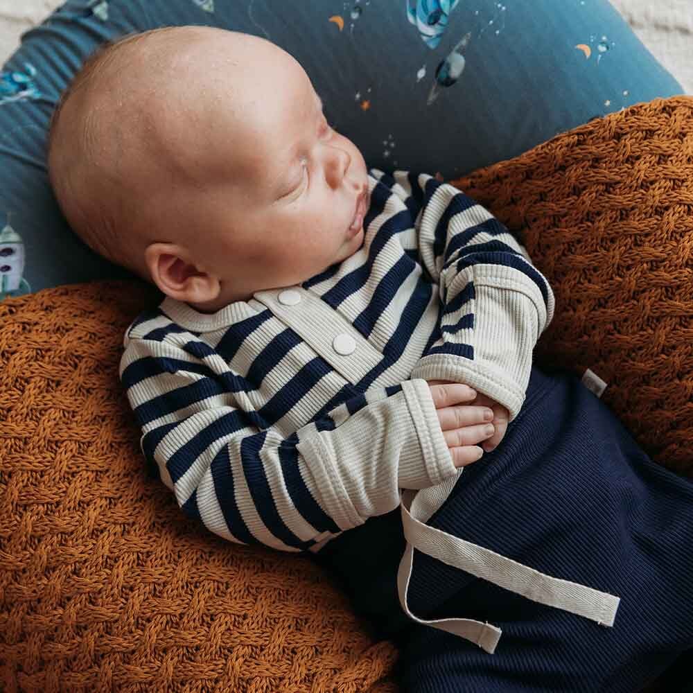 Moonlight Stripe Long Sleeve Organic Bodysuit