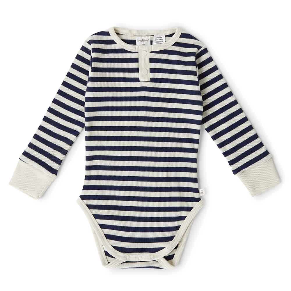 Moonlight Stripe Long Sleeve Organic Bodysuit
