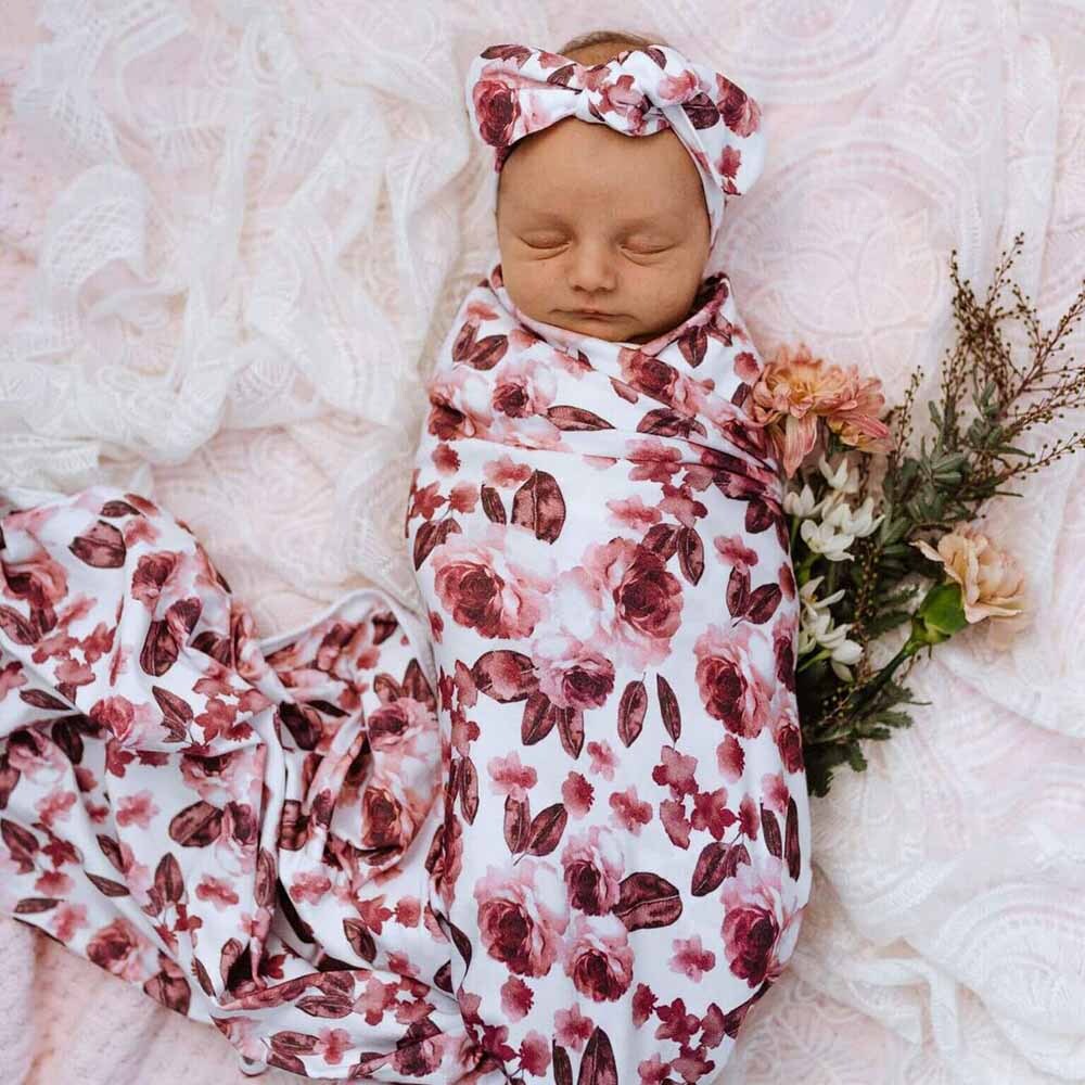 Fleur Baby Jersey Wrap &amp; Topknot Set