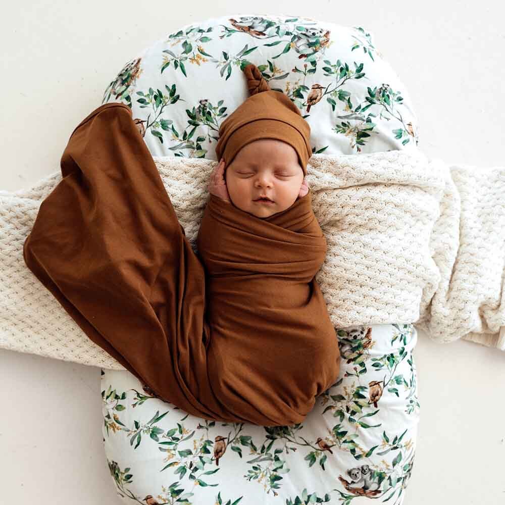 Bronze Baby Jersey Wrap &amp; Beanie Set